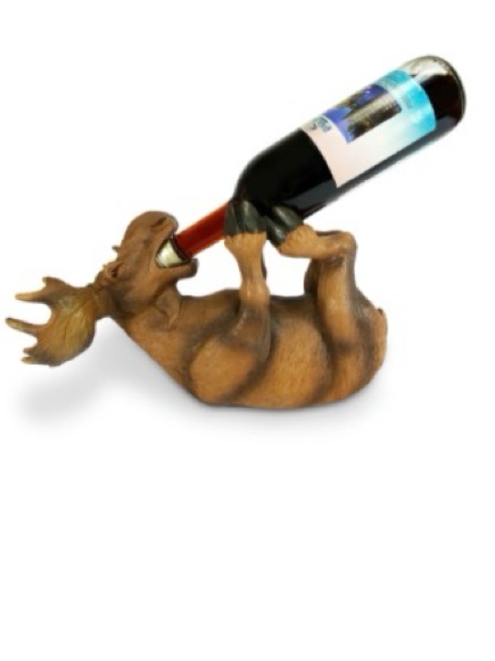 Guzzling Moose Wine Bottle Holder - Brown